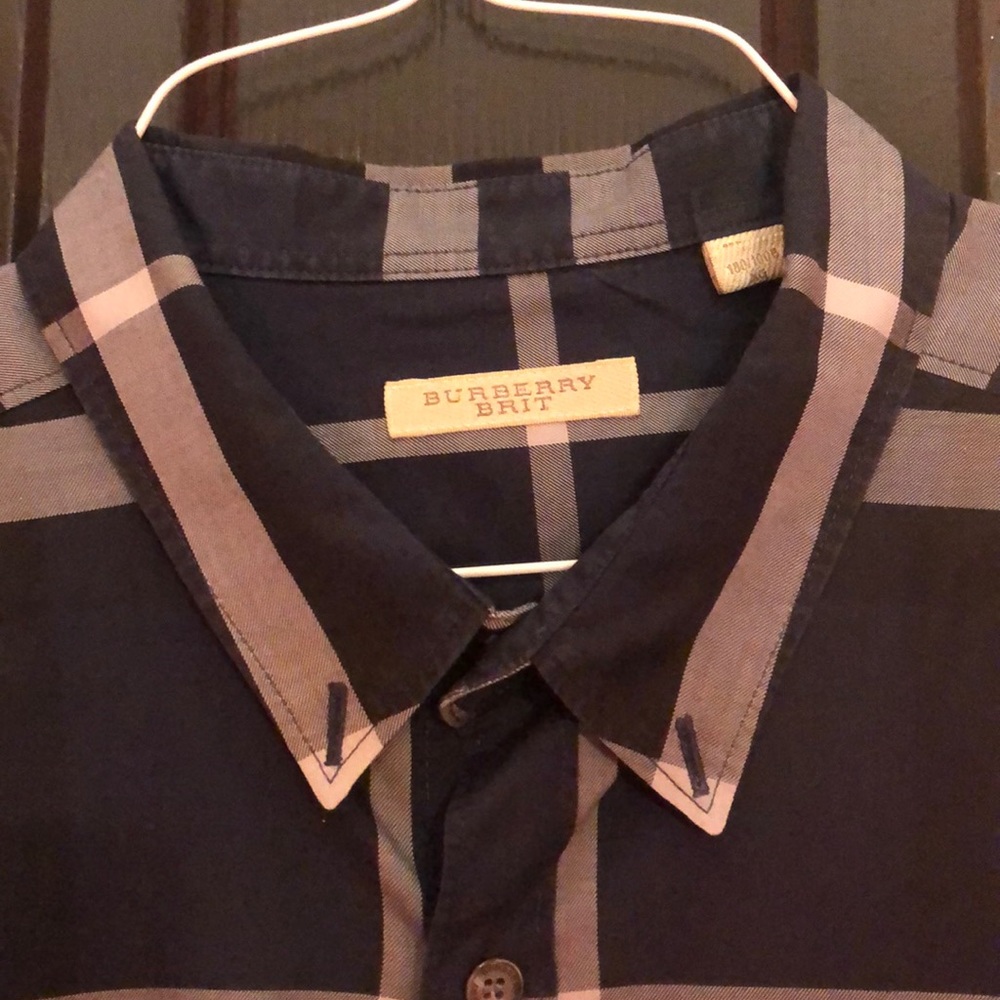 Burberry men's blue button down shirt XL